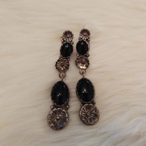 Vintage new Navajo Onyx drop dangle earrings
